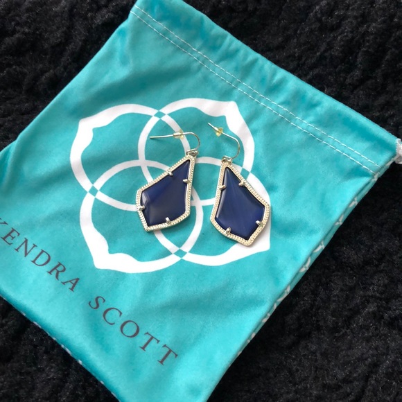NWOT Kendra Scott Alex earrings in Navy Cat Eye - Picture 1 of 2